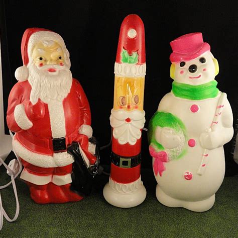 This adorable blow mold features Dr. . Vintage hard plastic christmas decorations